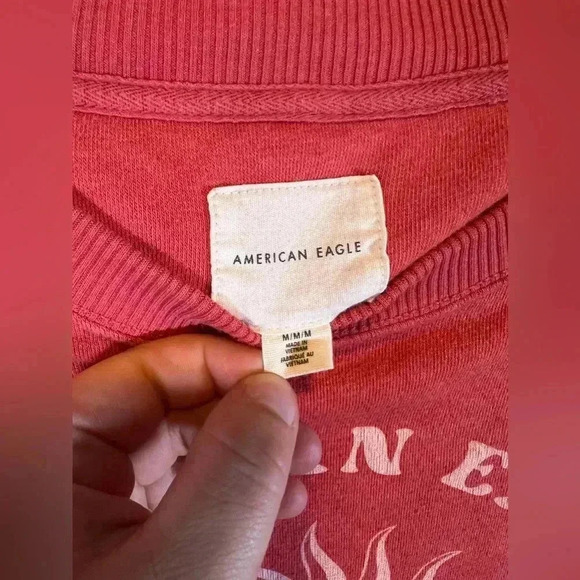 American Eagle Red Graphic Print Pullover M - Picture 5 of 5